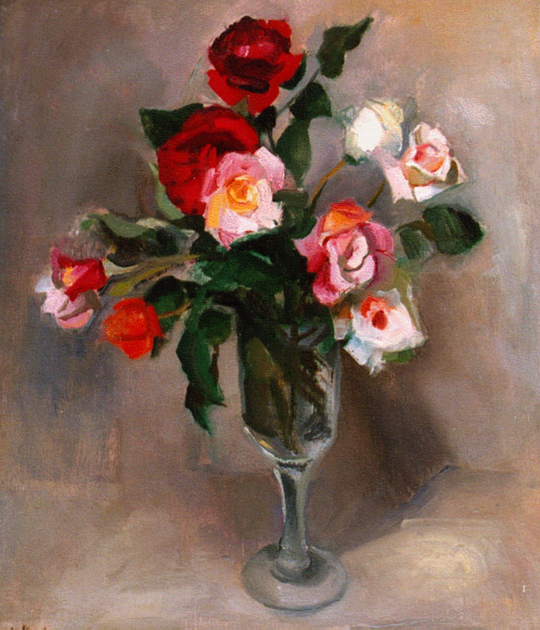 Kuijten H.J.  | Henricus Johannes 'Harrie' Kuijten, A still life with roses, Öl auf Leinwand 60,0 x 50,0 cm, signed l.l.
