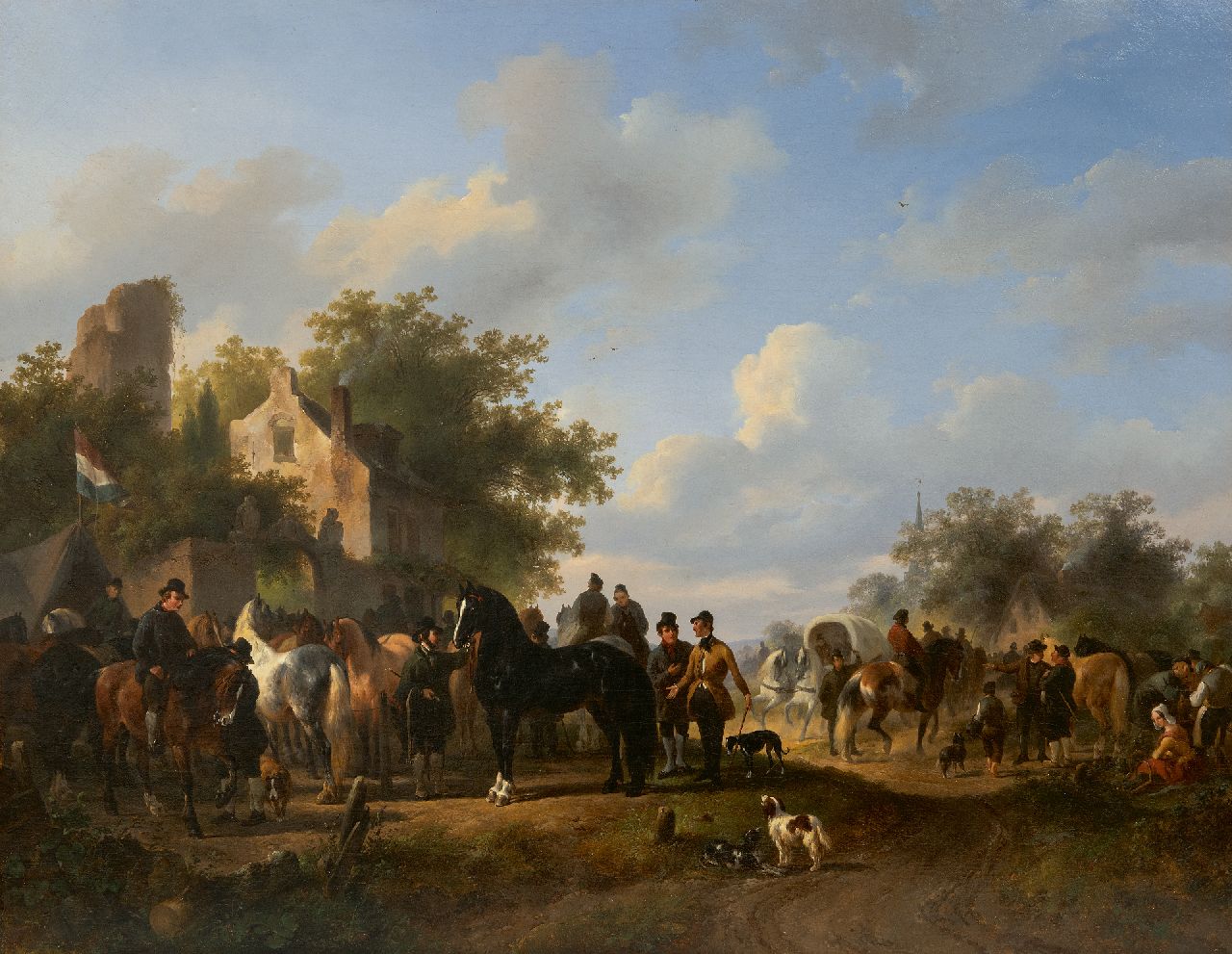 Verschuur W.  | Wouterus Verschuur, Pferdemarkt, Öl auf Leinwand 57,3 x 72,8 cm, Unterzeichnet u.m.