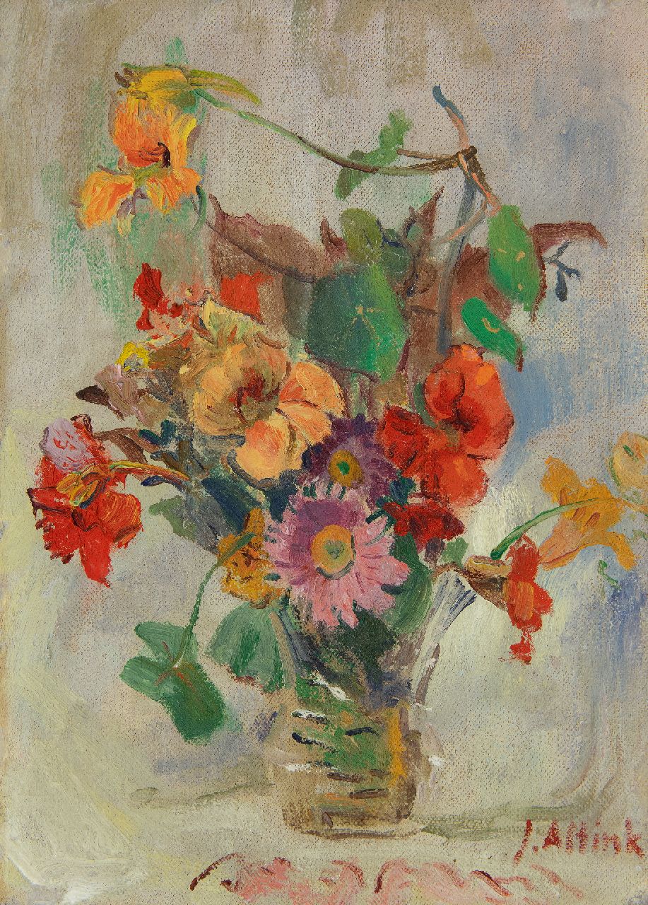 Altink J.  | Jan Altink, Sommerblumen, Öl auf Leinwand  auf Holzfaser 39,5 x 28,3 cm, Unterzeichnet u.r.