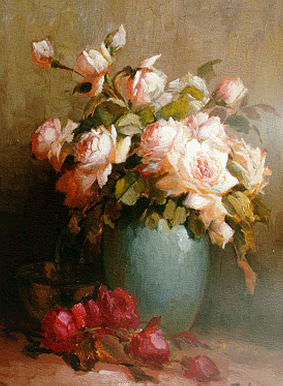 Kees Terlouw | Roses in a vase, Öl auf Leinwand, 58,0 x 42,8 cm, signed l.r.