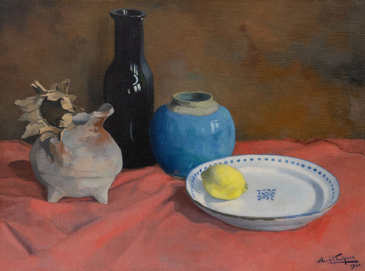 Henk Kuipers | Stilleben mit Geschirr und Zitrone, Öl auf Leinwand, 45,7 x 60,5 cm, Unterzeichnet u.r. und datiert 1941
