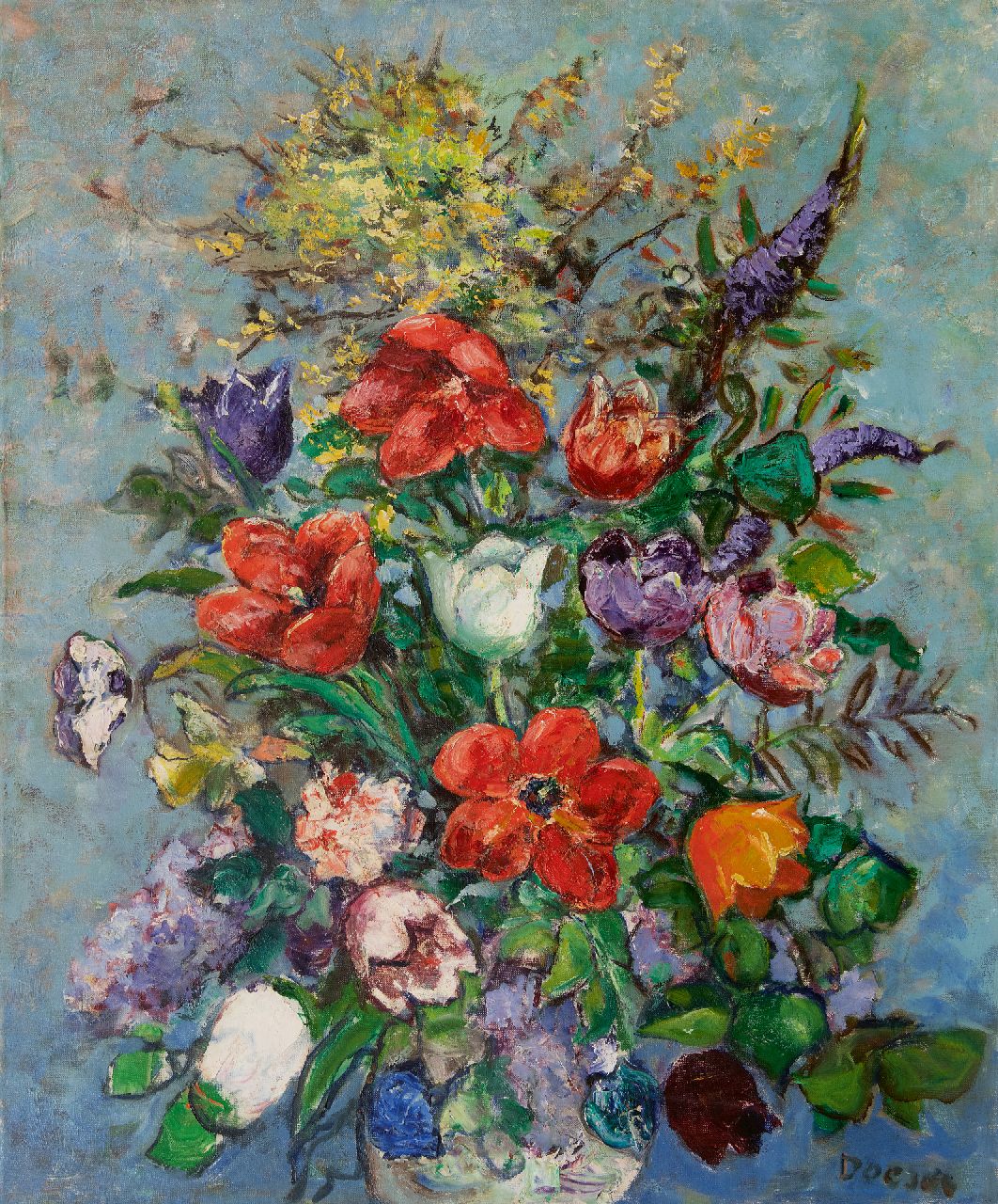 Doeser J.J.  | 'Jacobus' Johannes Doeser | Gemälde zum Verkauf angeboten | Sommerblumen, Öl auf Leinwand 94,8 x 78,0 cm, Unterzeichnet u.r.