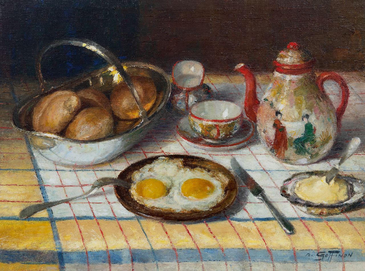 Goffinon A.  | Aristide Goffinon, Frühstücksstillleben, Öl auf Leinwand 45,3 x 60,3 cm, Unterzeichnet u.r.