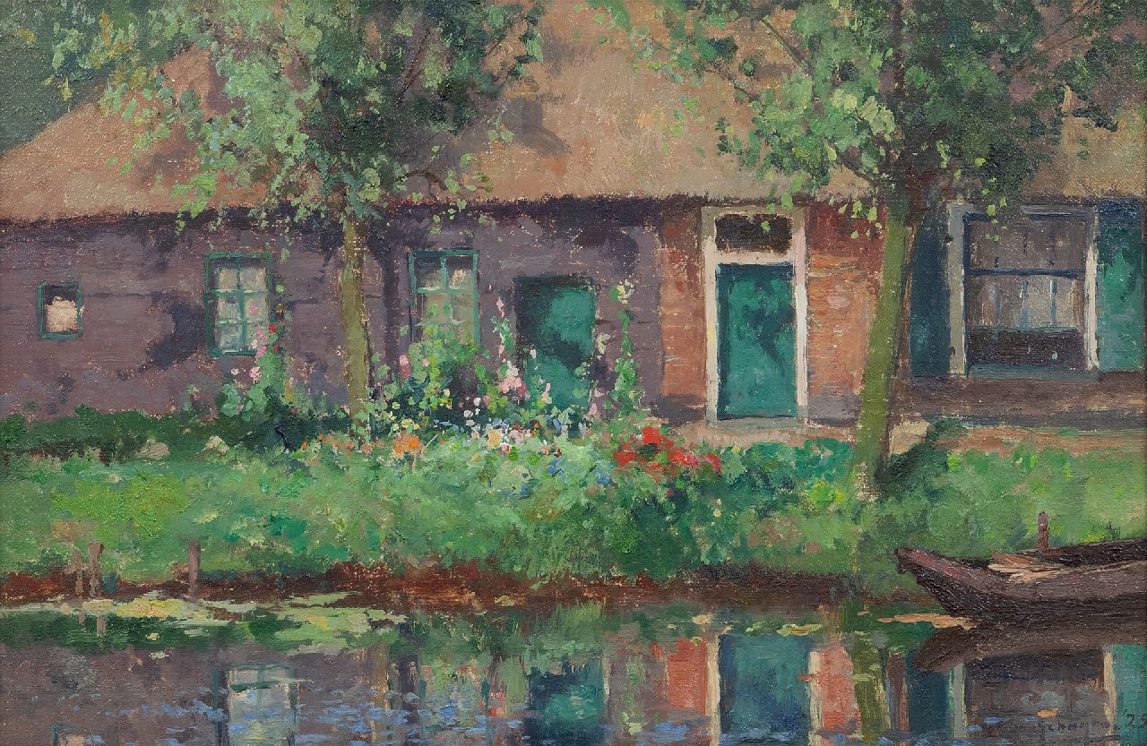 Schagen G.F. van | Gerbrand Frederik van Schagen, Bauernhof am Wasser, Öl auf Leinwand 28,7 x 42,9 cm, Unterzeichnet u.r. und datiert '25