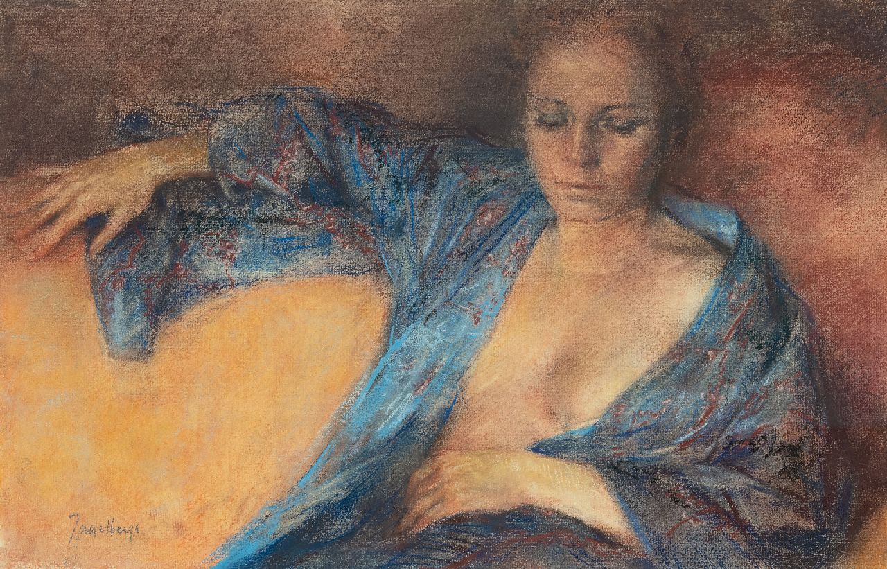 Jan Asselbergs | Frau in Negligé, Pastell auf Papier, 31,0 x 48,1 cm, Unterzeichnet u.l.
