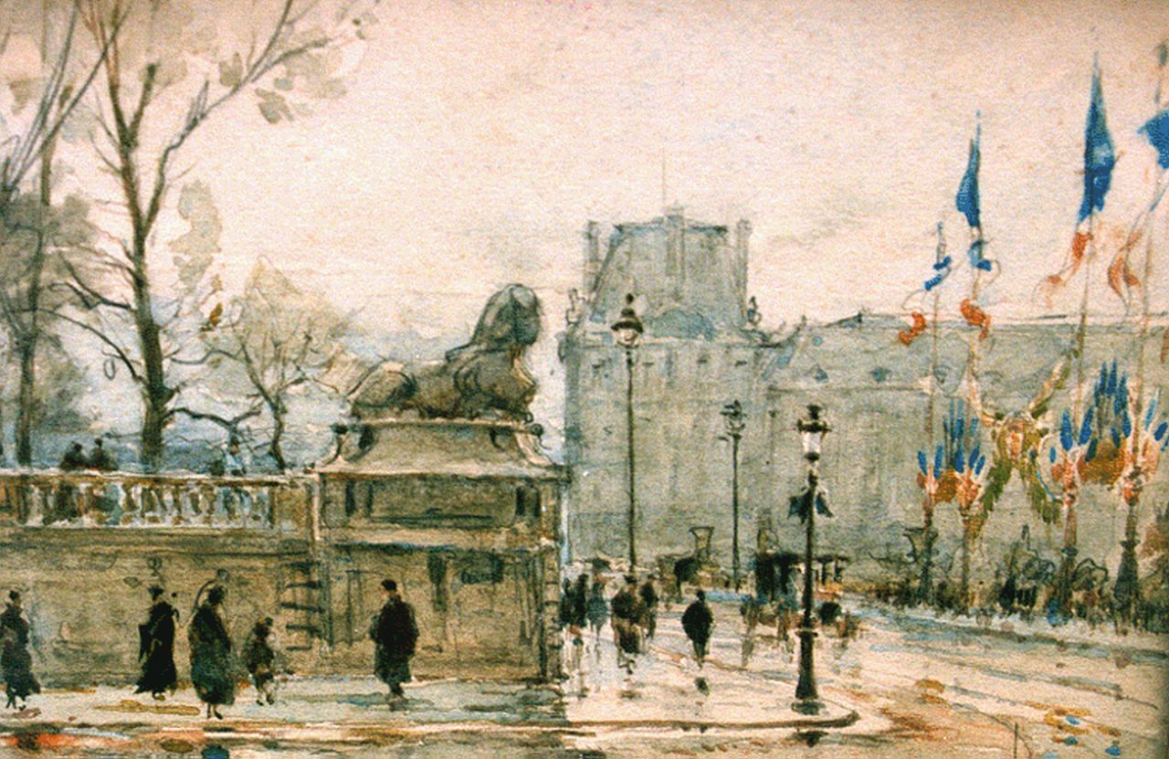 Leverd R.  | René Leverd, Le Pont Alexandre III, Paris, Gemischte Technik auf Papier 14,0 x 18,5 cm, signed l.r.