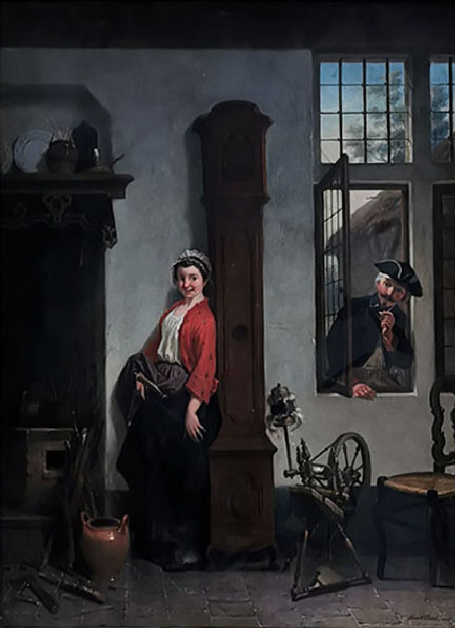 Belgische School, 2e helft 19e eeuw | Belgische School, 2e helft 19e eeuw | Gemälde zum Verkauf angeboten | Besuch beim Spinnen, Öl auf Holz 69,8 x 49,4 cm, Unterzeichnet u.r. und datiert 1865 Belgische School, 2e helft 19e eeuw | Belgische School, 2e helft 19e eeuw | Gemälde zum Verkauf angeboten | Besuch beim Spinnen, Öl auf Holz 69,8 x 49,4 cm, Unterzeichnet u.r. und datiert 1865