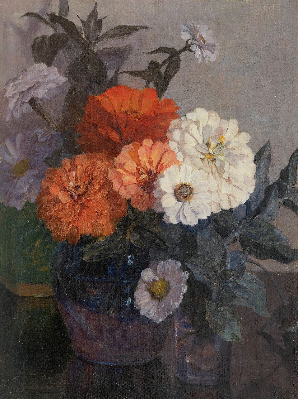 Johanna Haverkamp-Machwirth | Zinnien, Öl auf Leinwand, 40,5 x 30,5 cm, Unterzeichnet u.l. und zu datieren um 1890-1907