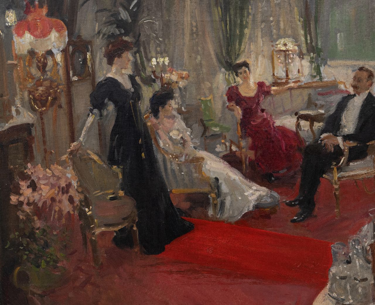 Duitse School, begin 20e eeuw   | Duitse School, begin 20e eeuw | Gemälde zum Verkauf angeboten | Im Foyer, Öl auf Leinwand 60,0 x 71,9 cm, Unterzeichnet im Verso