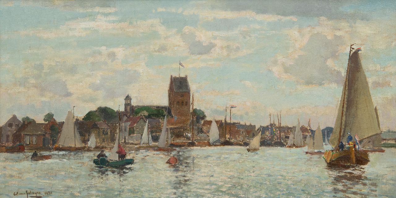 Schagen G.F. van | Gerbrand Frederik van Schagen | Gemälde zum Verkauf angeboten | Zurück vom Segelrennen in Grou, Öl auf Leinwand 30,0 x 50,0 cm, datiert 1931