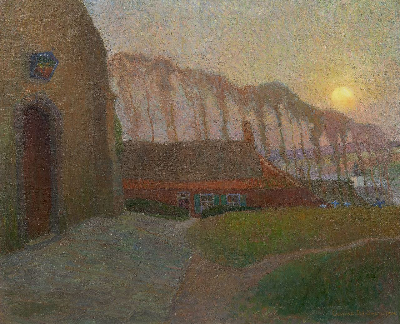 Smet G. de | Gustave de Smet, Landschaft mit Kirche, Öl auf Leinwand auf Holz 69,4 x 84,4 cm, Unterzeichnet u.r. und datiert 1904
