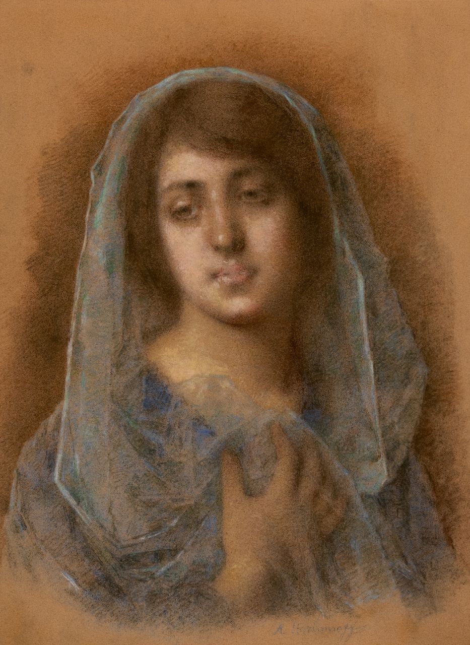 Alexei Alexeievich Harlamoff | Porträt einer Dame, Pastell auf Papier, 58,5 x 43,5 cm, Unterzeichnet u.r.