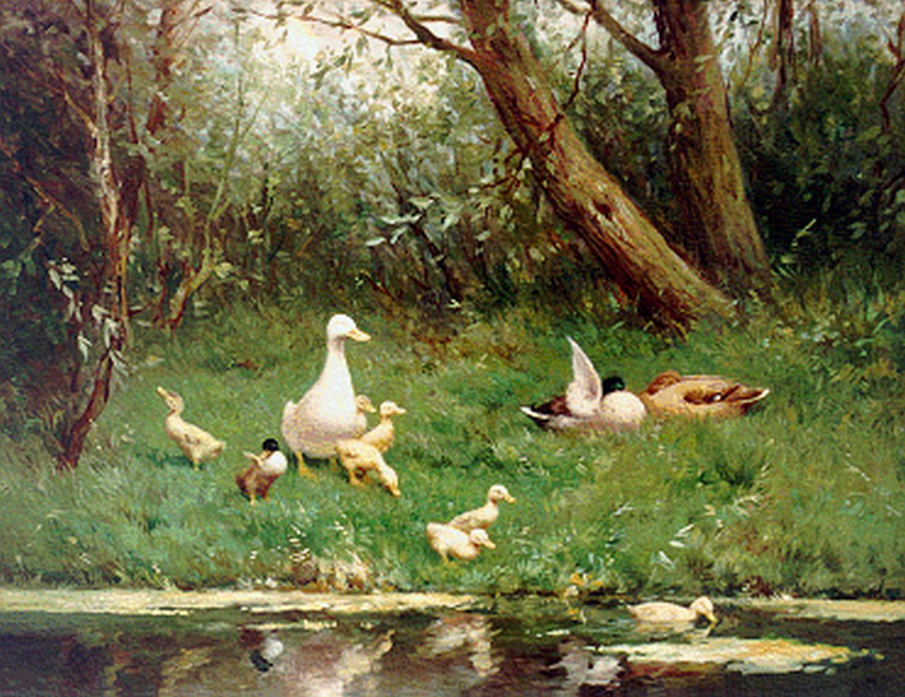Artz C.D.L.  | 'Constant' David Ludovic Artz, Ducks on the riverbank, Öl auf Leinwand 40,0 x 50,0 cm, signed signed l.r.