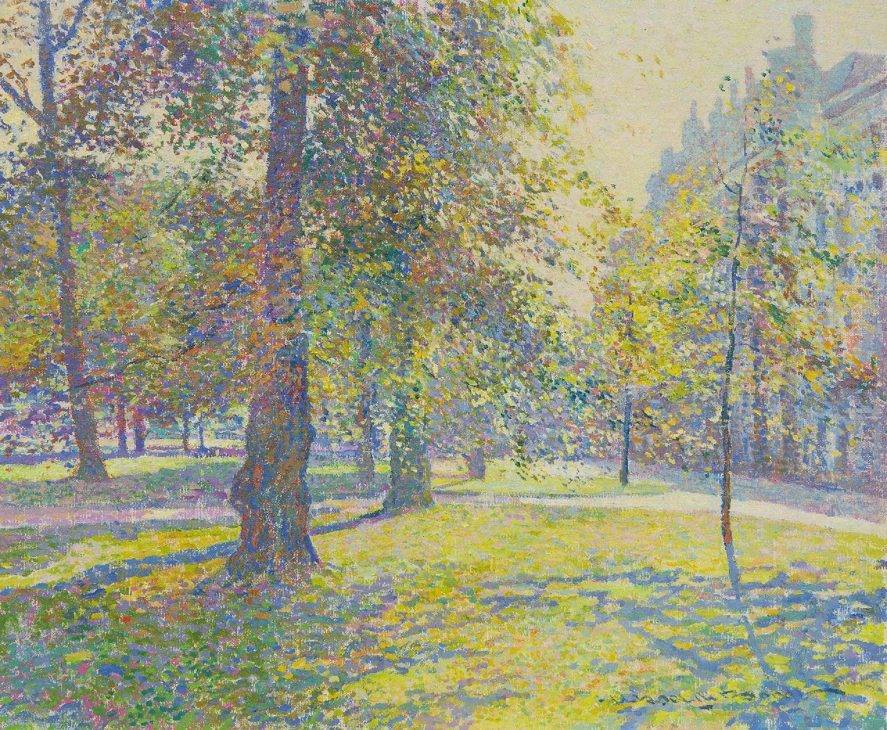 Boer H. de | Hessel de Boer, Ein sonniger Lange Voorhout, Den Haag, Öl auf Leinwand 38,0 x 46,3 cm, Unterzeichnet u.r.