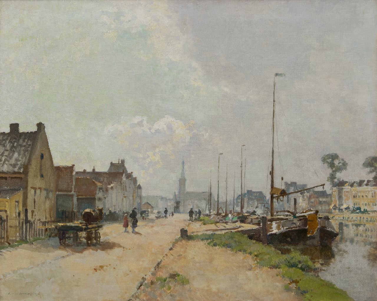 Vreedenburgh C.  | Cornelis Vreedenburgh, Blick auf einen Stadthafen Steenwijk, Öl auf Leinwand 59,2 x 73,2 cm, Unterzeichnet u.l. und datiert 1936