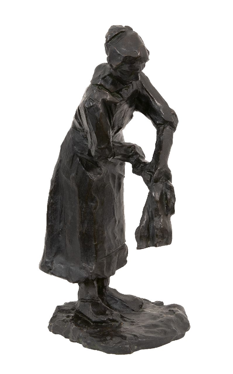 Zijl L.  | Lambertus Zijl, Waschfrau, Bronze 34,0 x 19,0 cm, Unterzeichnet auf der Basis und datiert '20