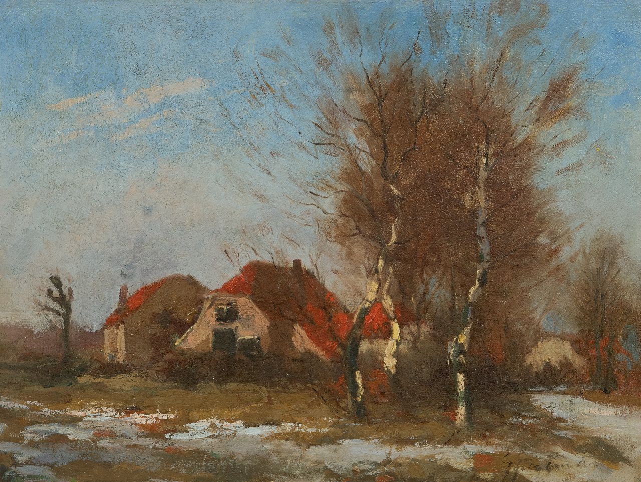Gert Stegeman | Landschaft mit schmelzendem Schnee, Öl auf Leinwand, 31,8 x 42,2 cm, Unterzeichnet u.r.