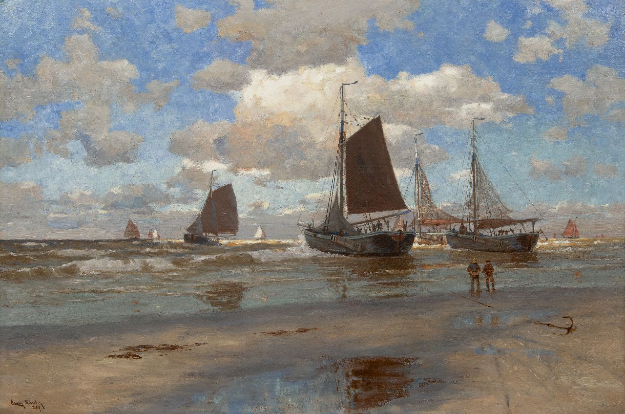 Erwin Günther | Rückkehr der Fischereiflotte, Öl auf Leinwand, 80,7 x 120,4 cm, Unterzeichnet u.l. und zu datieren um 1890-1905