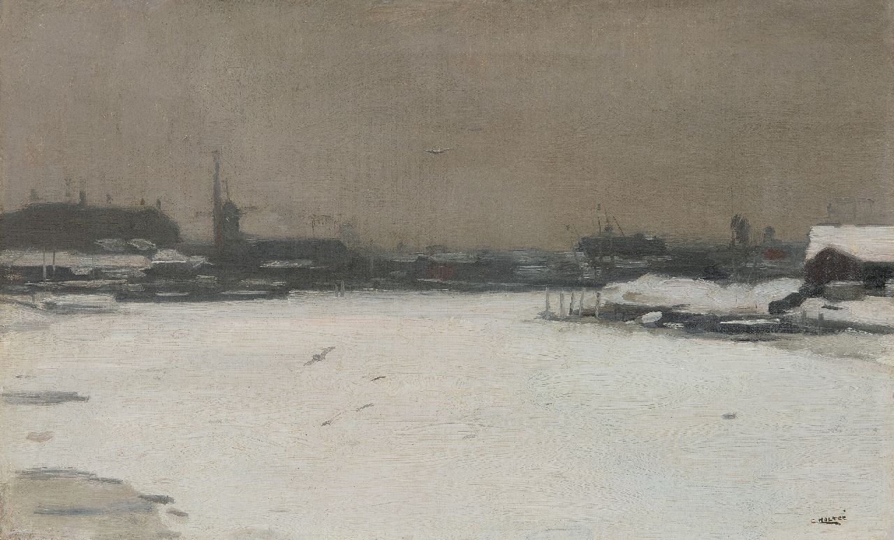 Noltee B.C.  | Bernardus Cornelis 'Cor' Noltee | Gemälde zum Verkauf angeboten | Flussblick im Winter, Öl auf Leinwand 30,5 x 49,2 cm, Unterzeichnet u.r.