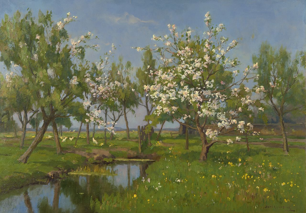 Beek B.A. van | Bernardus Antonie van Beek | Gemälde zum Verkauf angeboten | Frühlingslandschaft, Öl auf Malereifaser 49,7 x 70,2 cm, Unterzeichnet u.r.