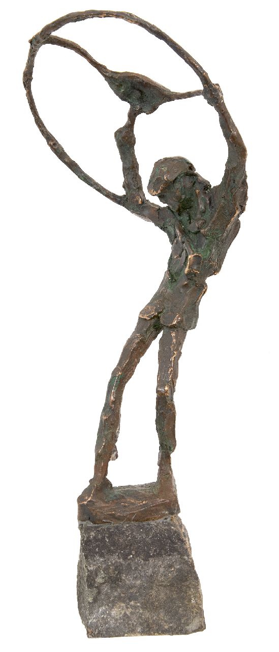 Bakker W.F.  | Willem Frederik 'Jits' Bakker | Skulpturen und Objekte zum Verkauf angeboten | Der Fallschirmspringer, Bronze 46,4 x 9,9 cm, Unterzeichnet auf der Basis