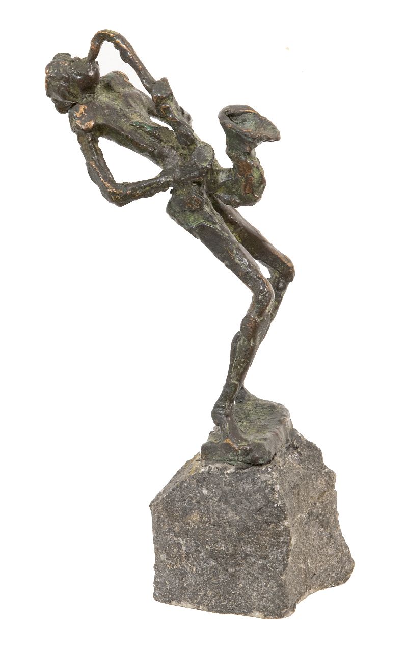 Bakker W.F.  | Willem Frederik 'Jits' Bakker | Skulpturen und Objekte zum Verkauf angeboten | Saxophonist, Bronze 23,5 x 6,8 cm, Unterzeichnet auf der Basis