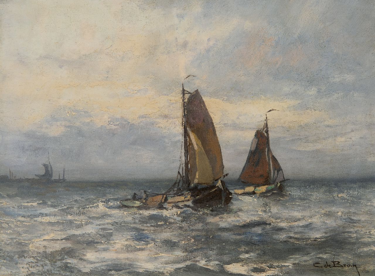 Cornelis de Bruin | Fischerschiffe vor Harderwijk, Öl auf Leinwand, 30,4 x 40,4 cm, Unterzeichnet u.r. und ohne Rahmen