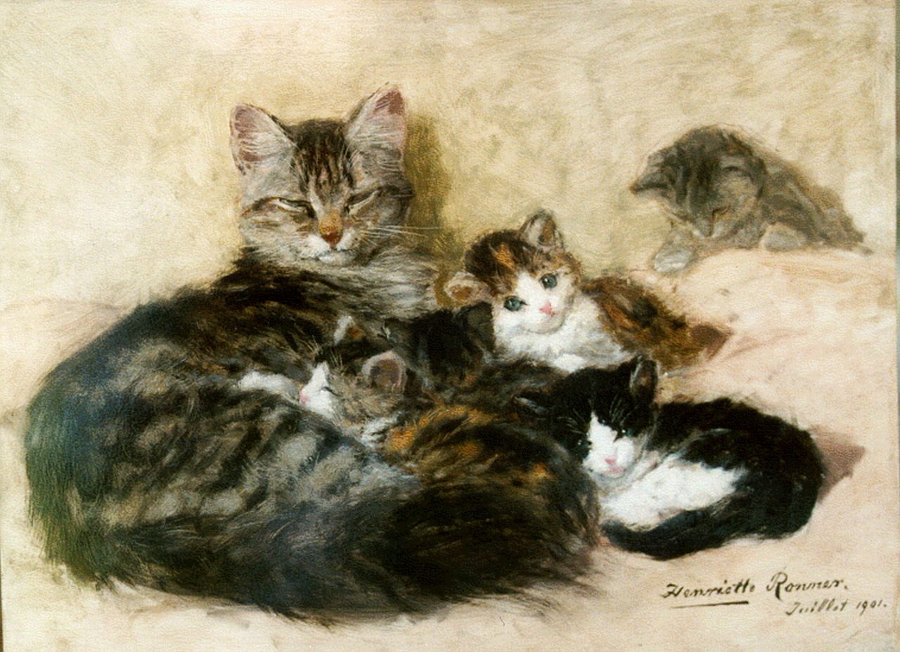 Ronner-Knip H.  | Henriette Ronner-Knip, Mother's pride, Öl auf Holz 33,7 x 45,2 cm, signed l.r. und dated Juillet 1901