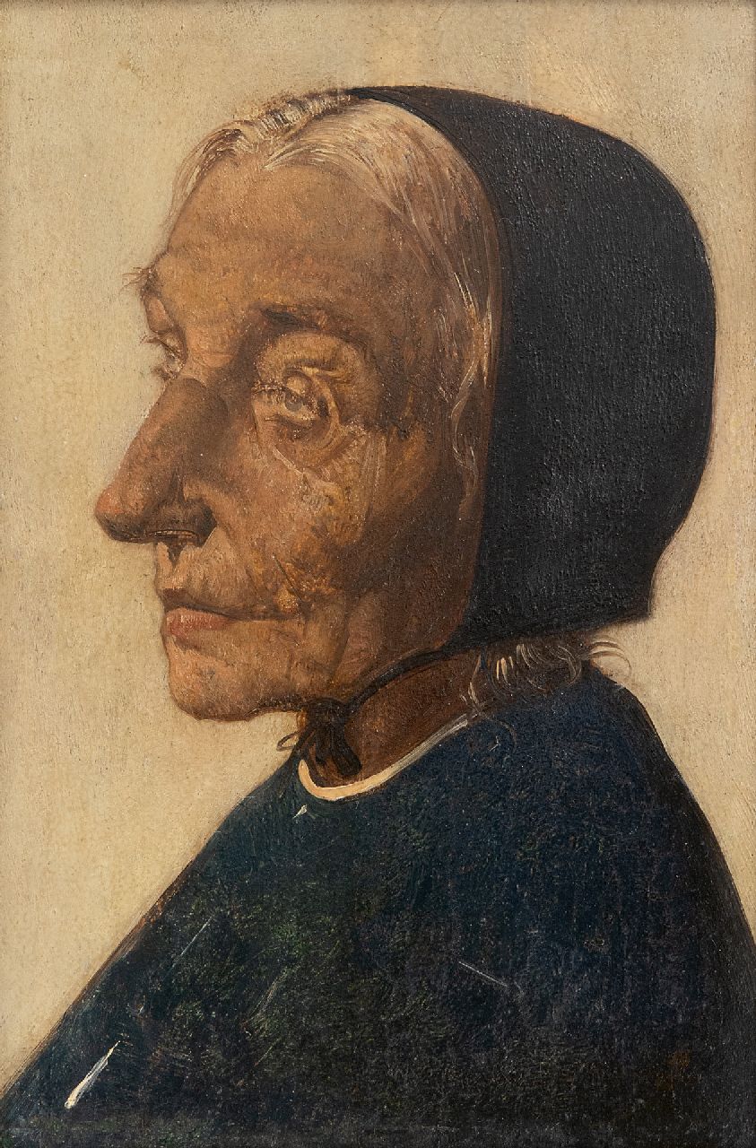 Berg W.H. van den | 'Willem' Hendrik van den Berg, A portrait of an elderly woman, Öl auf Holz 16,4 x 10,7 cm, signed l.r.