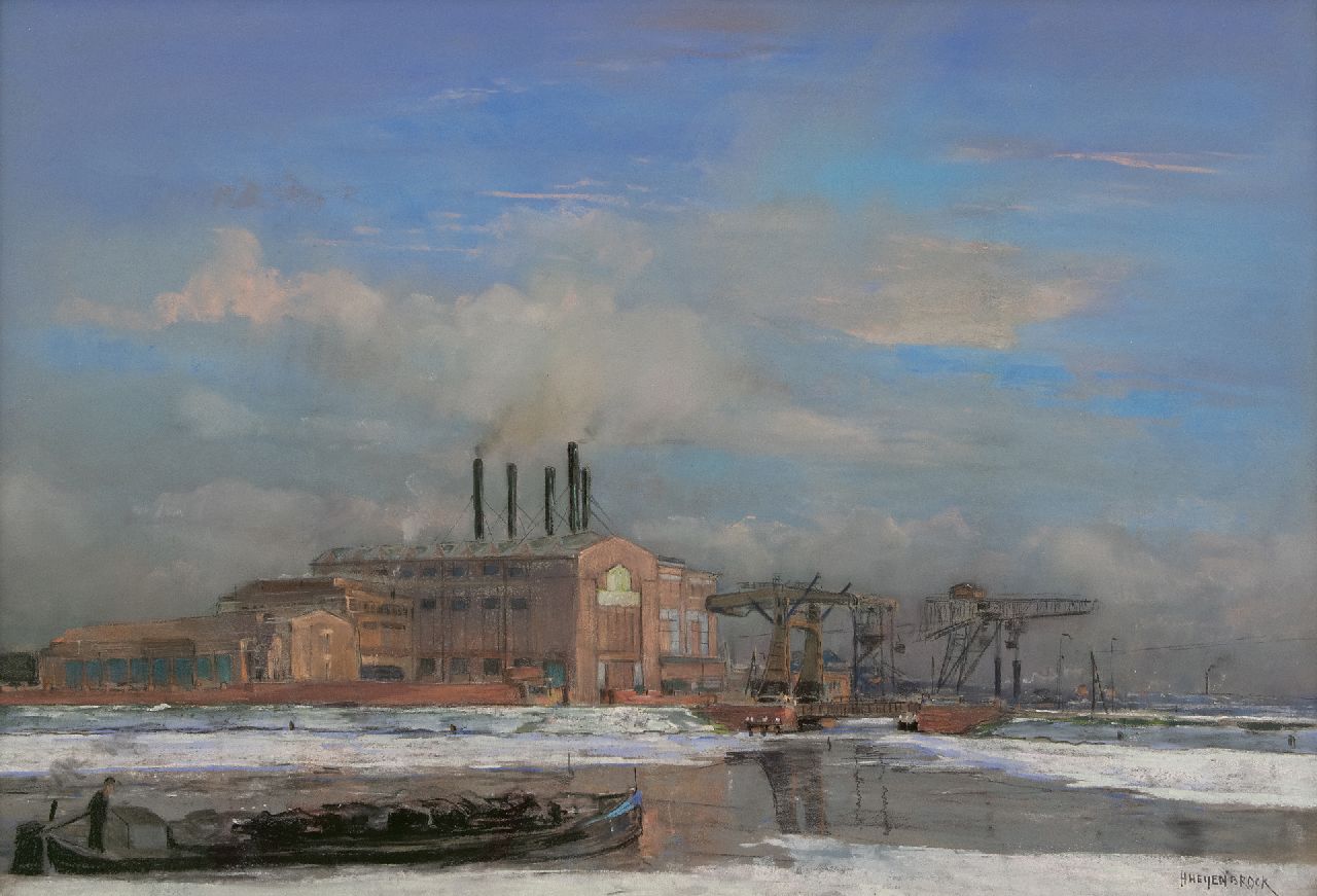 Heijenbrock J.C.H.  | Johan Coenraad Hermann 'Herman' Heijenbrock | Aquarelle und Zeichnungen zum Verkauf angeboten | das Kraftwerk Centrale Merwedekanaal in Utrecht, Pastell auf Papier 64,8 x 92,2 cm, Unterzeichnet u.r. und nach 1925