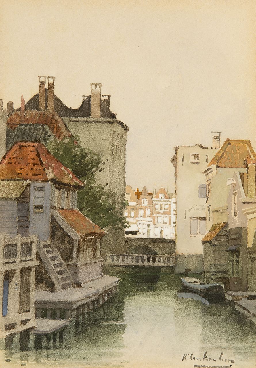 Klinkenberg J.C.K.  | Johannes Christiaan Karel Klinkenberg | Aquarelle und Zeichnungen zum Verkauf angeboten | Canal (Rotterdam), Aquarell auf Papier 24,5 x 17,4 cm, Unterzeichnet u.r.