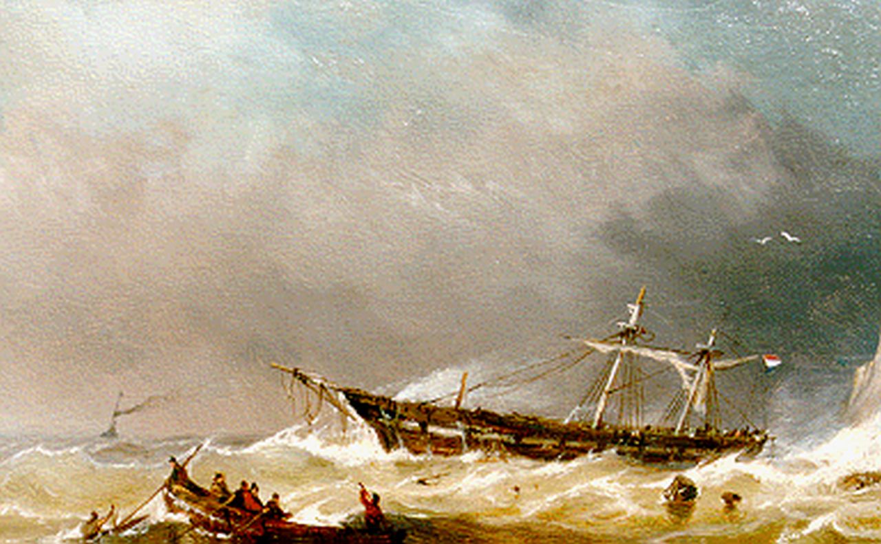 Schiedges P.P.  | Petrus Paulus Schiedges, A sailing vessel caught in a squall, Öl auf Holz 15,3 x 20,0 cm, signed l.r. und dated '59