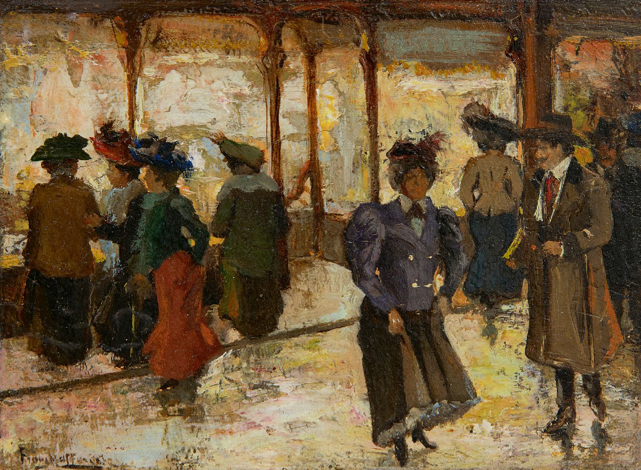 Helfferich F.W.  | Franciscus Willem 'Frans' Helfferich, Shoppen bei Abend, Den Haag, Öl auf Holz 11,9 x 16,0 cm, Unterzeichnet u.l.