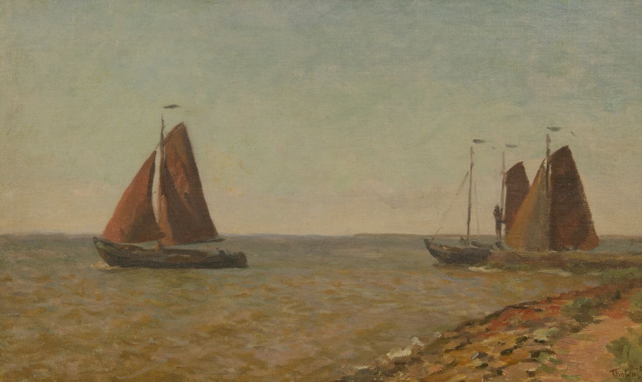 Tholen W.B.  | Willem Bastiaan Tholen | Gemälde zum Verkauf angeboten | Segelschiffe auf der Zuiderzee, Öl auf Leinwand auf Holz 31,9 x 52,0 cm, Unterzeichnet u.r. und datiert '26