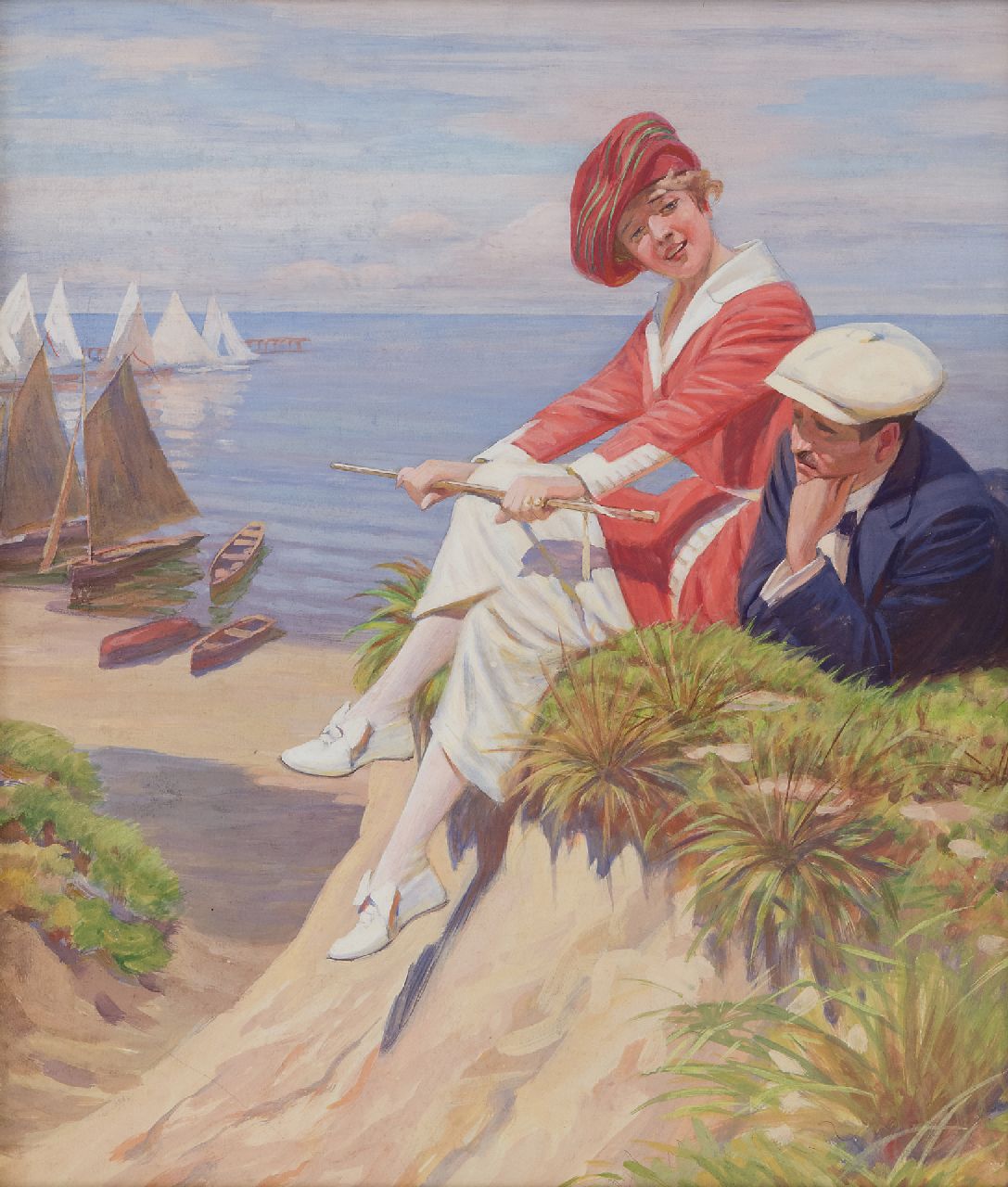 Köhler W.  | Walter Köhler | Aquarelle und Zeichnungen zum Verkauf angeboten | Am Strand, Gouache auf Papier 39,6 x 34,0 cm, zu datieren um 1921