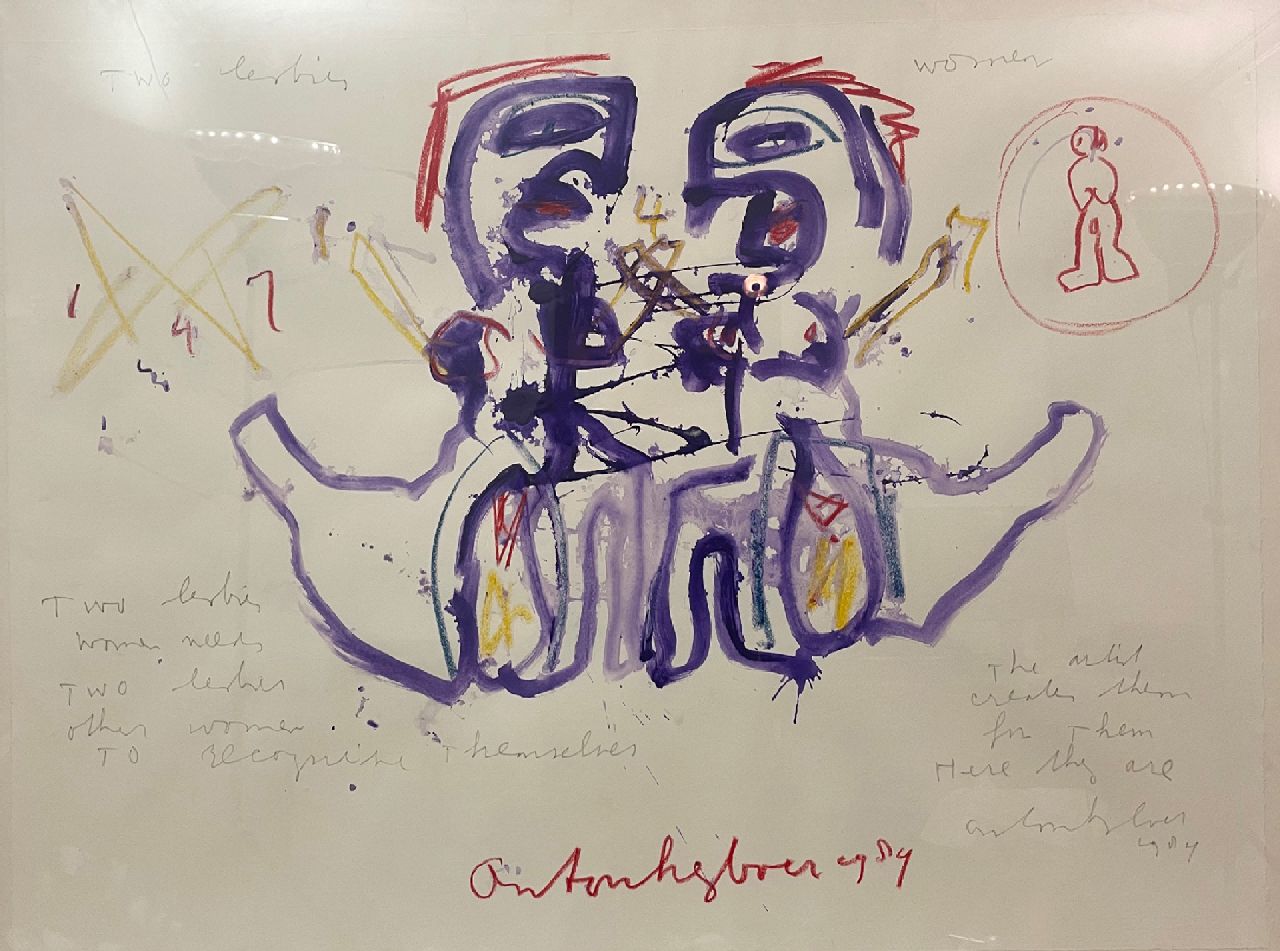 Heyboer A.  | Anton Heyboer | Aquarelle und Zeichnungen zum Verkauf angeboten | Two lesbian women, Bleistift, Kreide und Aquarell auf Papier 78,5 x 107,5 cm, Unterzeichnet u.m. und datiert 1984