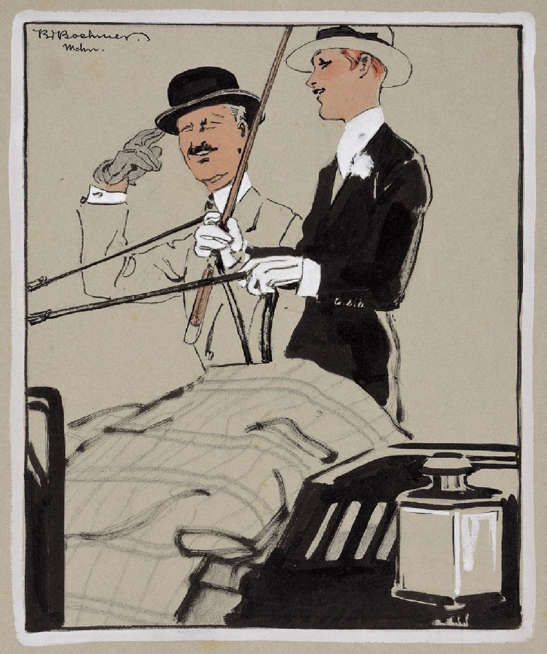 Boehmer K.W.  | Karl Wolfgang Boehmer | Aquarelle und Zeichnungen zum Verkauf angeboten | Unterwegs mit der Kutsche, Aquarell und Gouache auf Papier 24,7 x 20,7 cm, Unterzeichnet l.o. und ohne Rahmen
