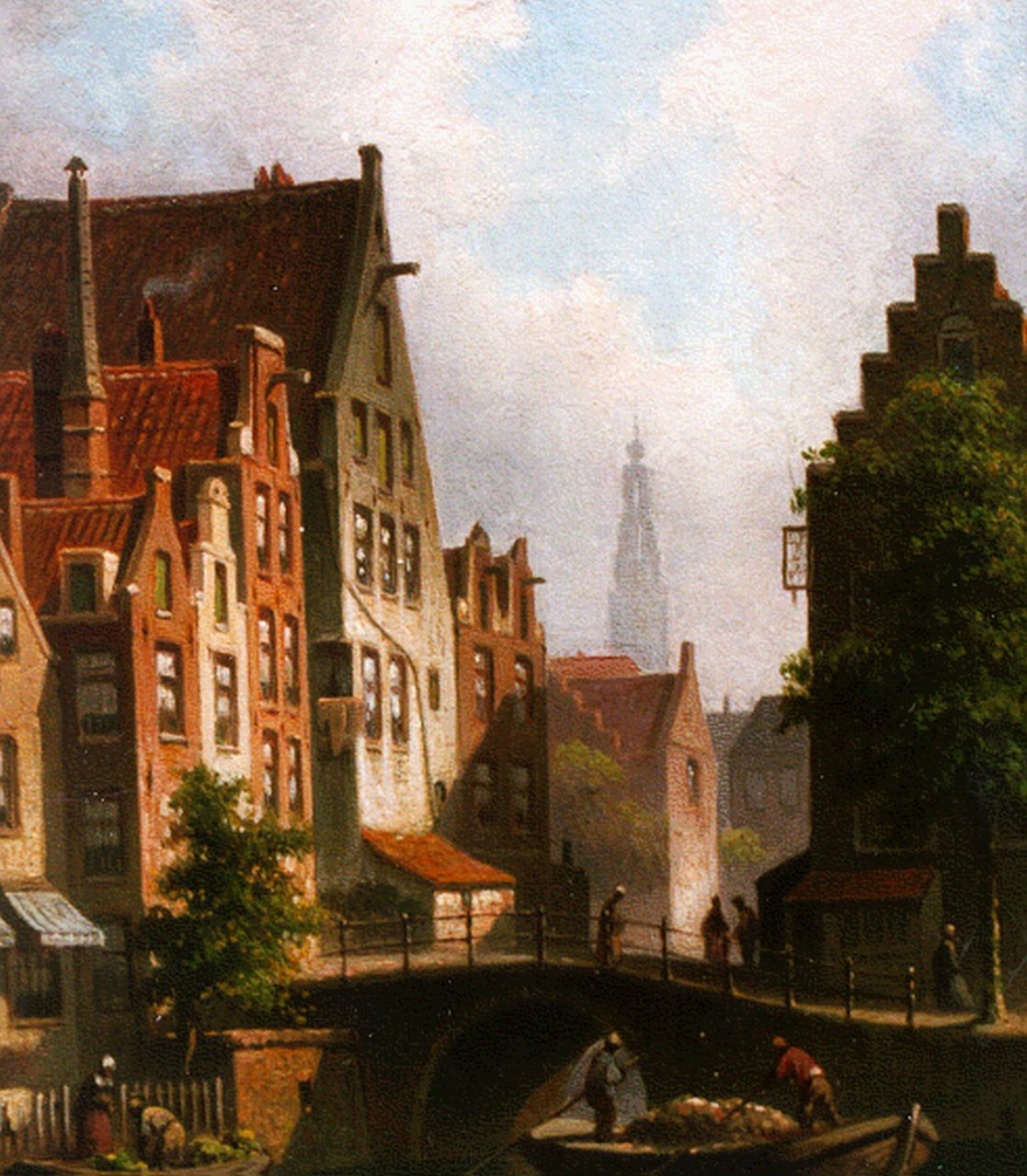 Hilverdink E.A.  | Eduard Alexander Hilverdink, A view of the Langebrugsteeg, Öl auf Holz 17,3 x 13,5 cm, signed l.l. with initials und dated '74