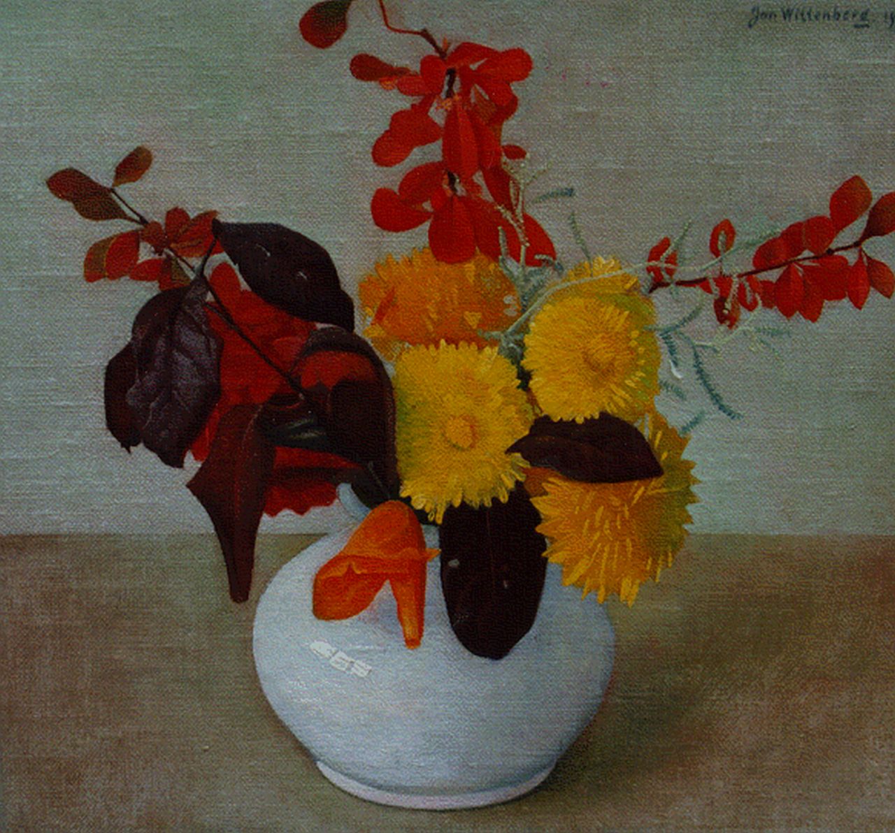 Wittenberg J.H.W.  | 'Jan' Hendrik Willem Wittenberg, A colourful bouquet, Öl auf Leinwand auf Holz 22,5 x 24,5 cm, signed u.r. und dated 1940