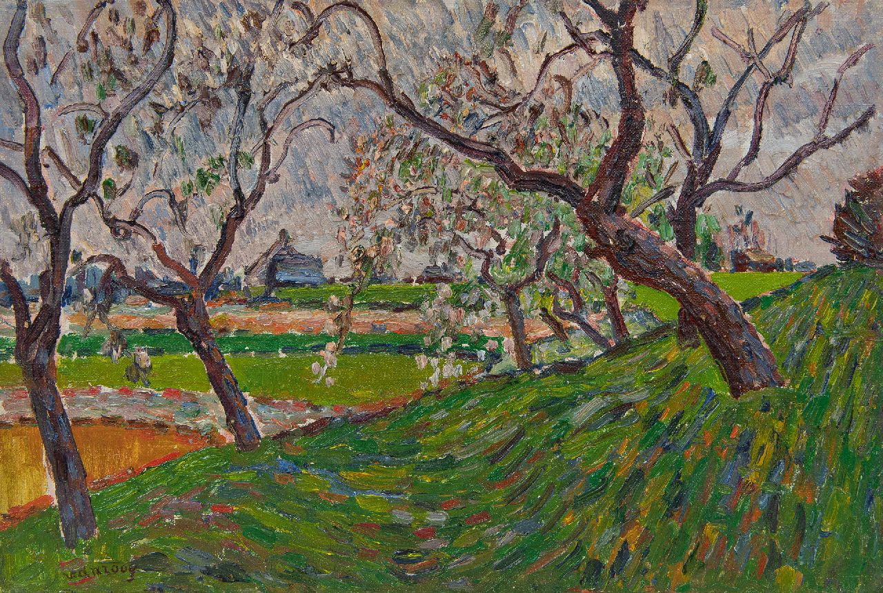 Anrooy J.A.M. van | 'Jan' Adriaan Marie van Anrooy, Landschaft mit blühenden Bäumen, Öl auf Leinwand 24,7 x 36,0 cm, Unterzeichnet u.l.