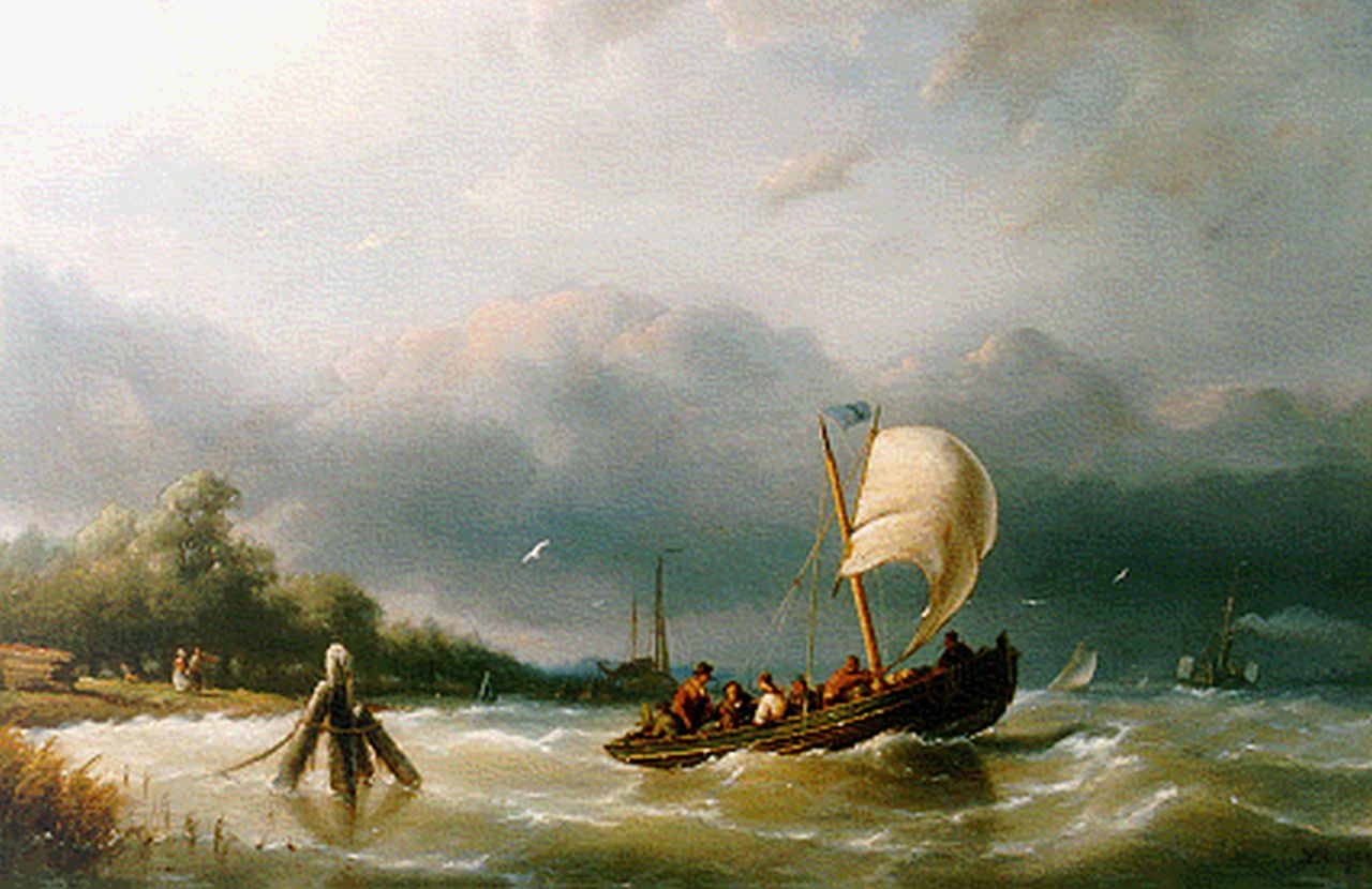 Riegen N.  | Nicolaas Riegen, A ferry in stormy waters, Öl auf Leinwand 35,5 x 51,0 cm, signed l.r.