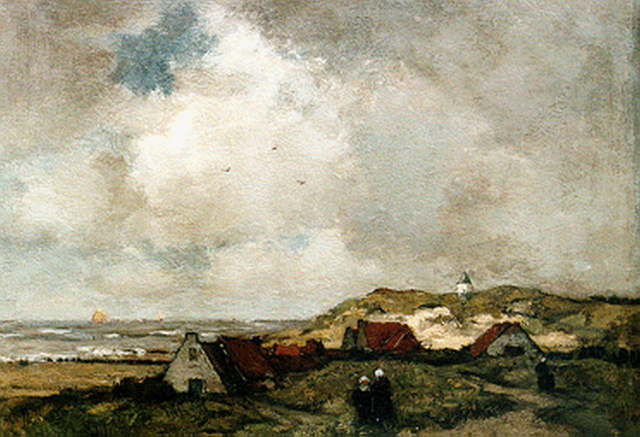 Bock T.E.A. de | Théophile Emile Achille de Bock, A dune landscape, Öl auf Holz 40,2 x 52,8 cm, signed l.r.