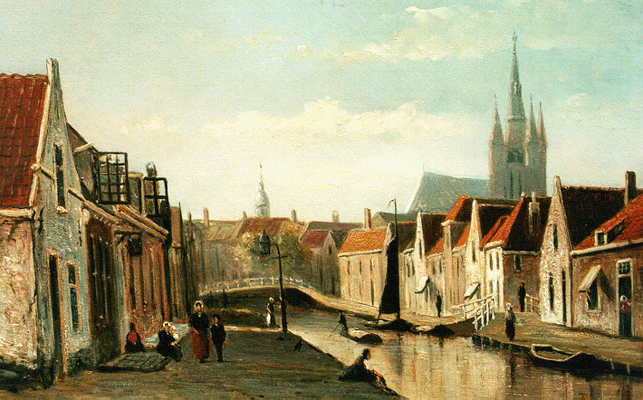 Heppener J.J.  | Johannes Jacobus 'Jan' Heppener, 'Het Rietveld', Delft, Öl auf Holz 24,1 x 34,8 cm, signed l.l. und dated 1875