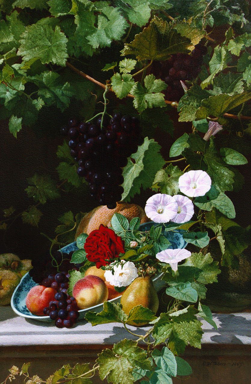 Ottesen O.D.  | Otto Didrik Ottesen, A fruit bowl, Öl auf Holz 81,4 x 51,3 cm, signed l.r. und dated 1887