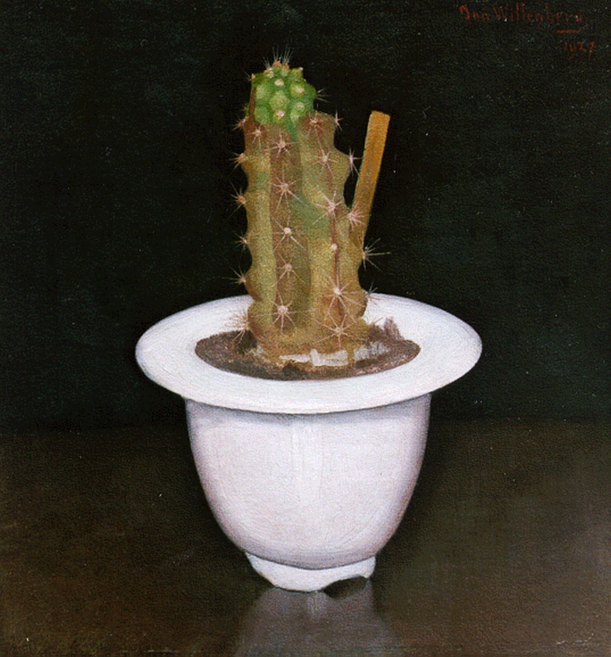 Wittenberg J.H.W.  | 'Jan' Hendrik Willem Wittenberg, Cactus in a white pot, Öl auf Leinwand auf Holz 17,0 x 15,7 cm, signed u.r. und dated 1927