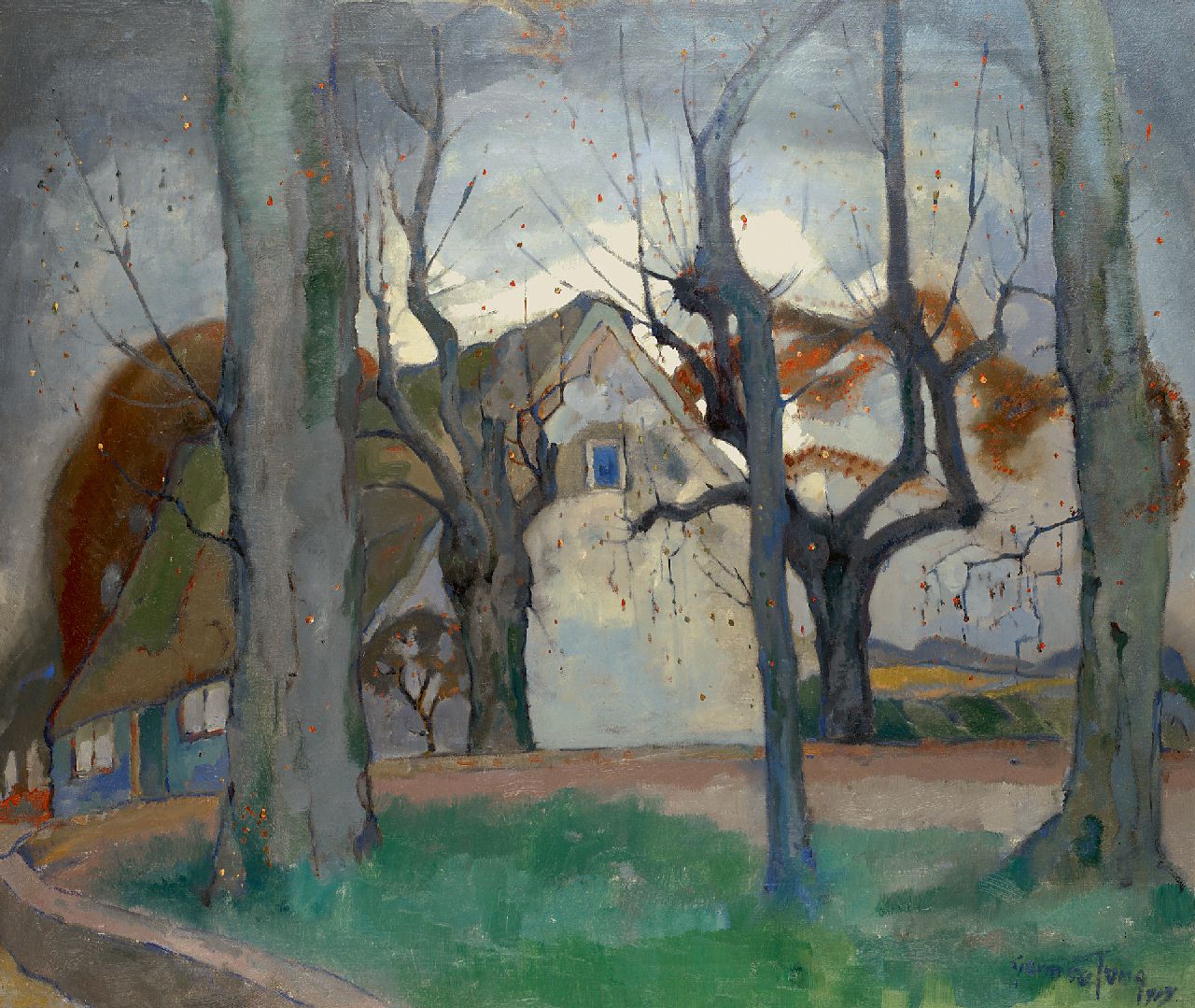 Jong G. de | Gerben 'Germ' de Jong | Gemälde zum Verkauf angeboten | Bauernhaus im Winter, Öl auf Leinwand 85,8 x 100,7 cm, Unterzeichnet u.r. und datiert 1919