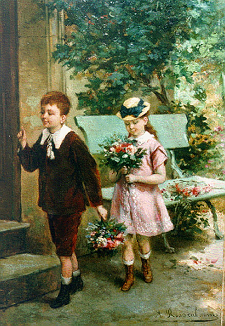 Roosenboom A.  | Albert Roosenboom, Mother's angels, Öl auf Holz 35,0 x 25,0 cm, signed l.r.