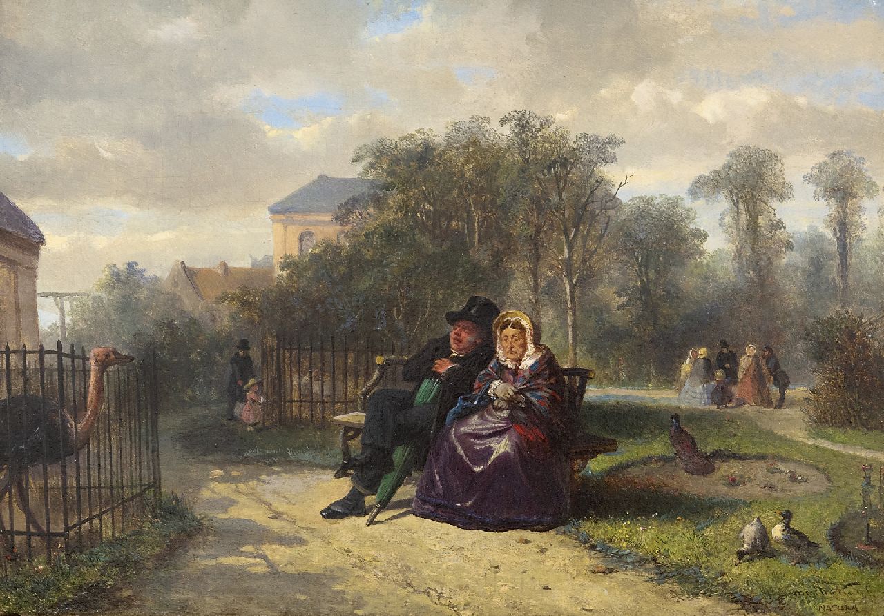 Kate J.M.H. ten | Johan 'Mari' Henri ten Kate, Artisbesuch in Amsterdam, Öl auf Holz 26,9 x 38,3 cm, Unterzeichnet u.r. und verso datiert auf Etikett 1860