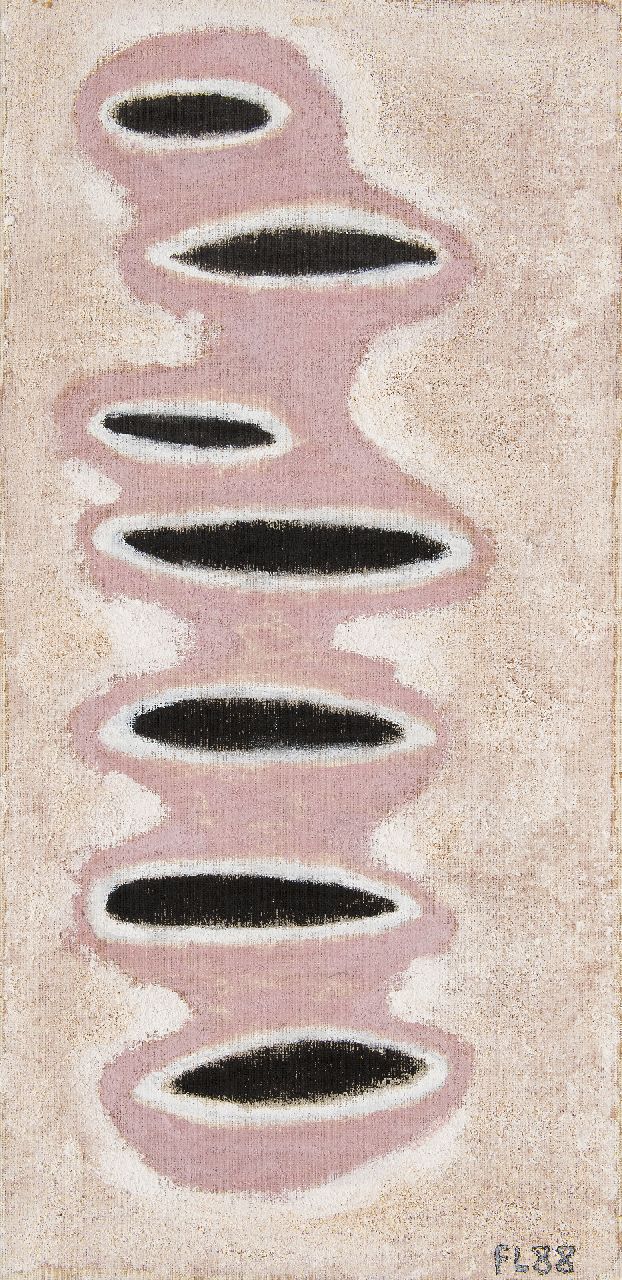 Lodeizen F.  | Frank Lodeizen | Gemälde zum Verkauf angeboten | Ohne Titel, Öl und Sand auf Leinwand 90,6 x 44,4 cm, Unterzeichnet u.r. mit Initialen und datiert '88