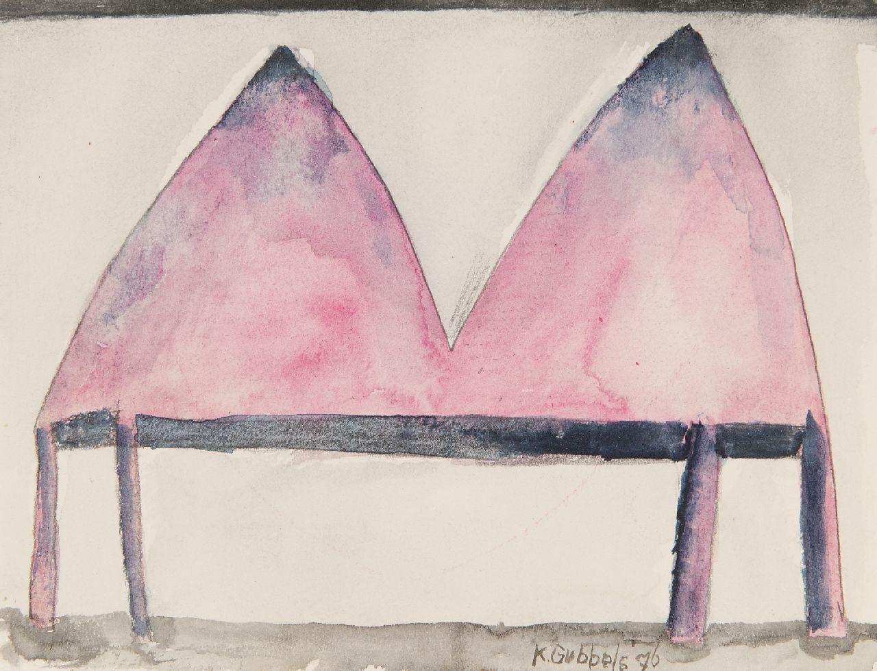 Klaas Gubbels | Tisch, crayon and watercolour on paper, 12,5 x 16,2 cm, Unterzeichnet u.r. und datiert '76